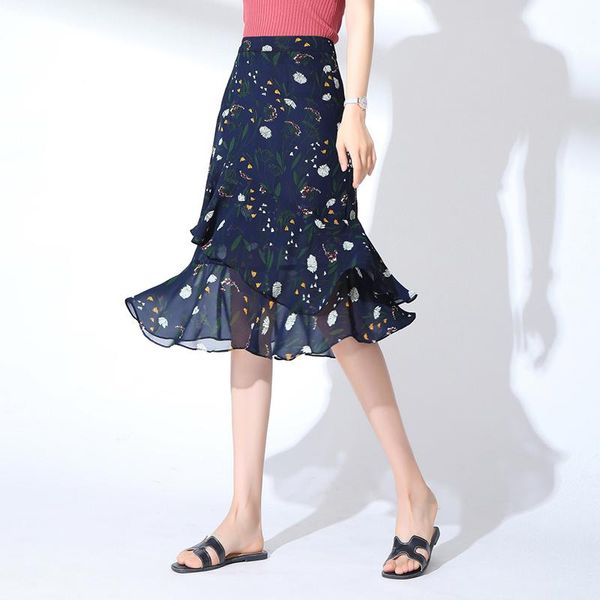 skirts spring and summer 2021 shredded lotus leaf chiffon a skirt, Black 
skirts spring and summer 2021 shredded lotus leaf chiffon a skirt, Black
