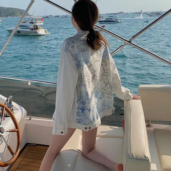 women's jackets high-quality printed tide brand denim jacket spring and autumn classic korean style loose all-match western-style blous, Black;brown
women's jackets high-quality printed tide brand denim jacket spring and autumn classic korean style loose all-match western-style blous, Black;brown