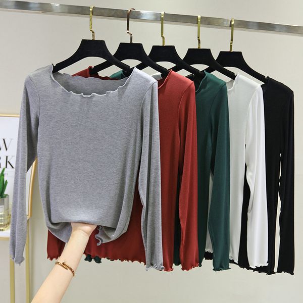 women's t shirt 2021 spring thread cotton flannel bottom comfortable leisure slim fit solid color long sleeve, White
women's t shirt 2021 spring thread cotton flannel bottom comfortable leisure slim fit solid color long sleeve, White