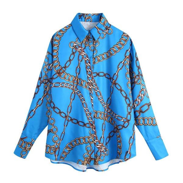 women's blouses & shirts women chain printing blue shirt female long sleeve blouse casual lady loose blusas s9567, White
women's blouses & shirts women chain printing blue shirt female long sleeve blouse casual lady loose blusas s9567, White