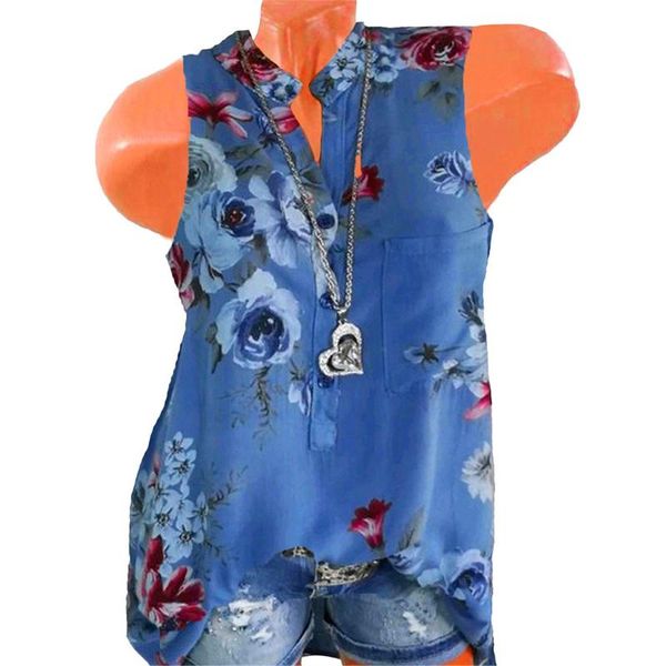 women's t-shirt women casual floral print tee shirt femme loose sleeveless button vest tank debardeur femmes, White
women's t-shirt women casual floral print tee shirt femme loose sleeveless button vest tank debardeur femmes, White