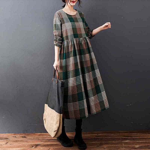 johnature vintage casual mid-calf dresses plaid spring o-neck full sleeve loose women 3 colors dresses 210521, Black;gray
johnature vintage casual mid-calf dresses plaid spring o-neck full sleeve loose women 3 colors dresses 210521, Black;gray