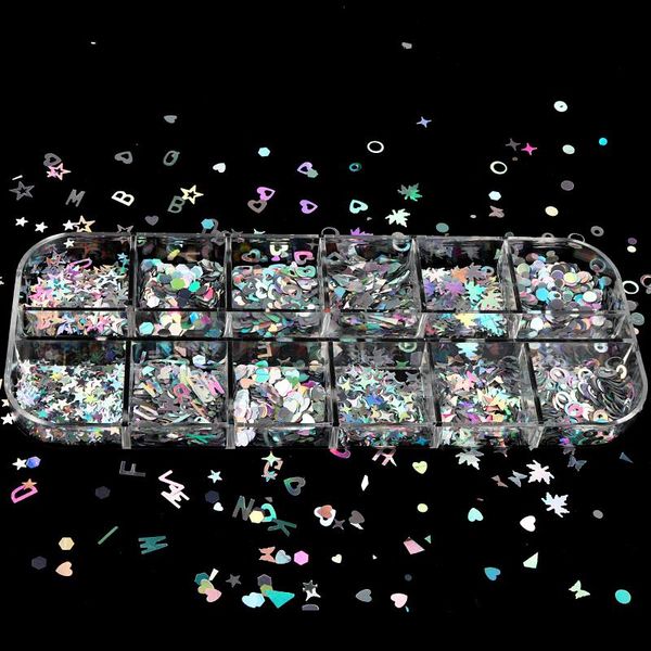 grid nail art glitter sequins holographic for manicure tips laser silver mix shape chameleon flakes decorations, Silver;gold 
grid nail art glitter sequins holographic for manicure tips laser silver mix shape chameleon flakes decorations, Silver;gold