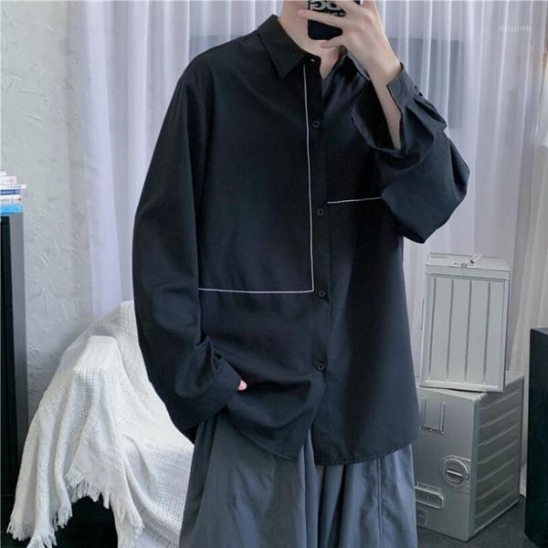 men's loose casual shirt long sleeve camisa masculina french cuff man fashion streetwear white shirts plus size -2xl w1911, White;black
men's loose casual shirt long sleeve camisa masculina french cuff man fashion streetwear white shirts plus size -2xl w1911, White;black