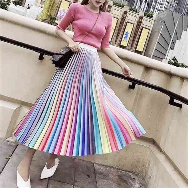 summer casual rainbow skirts women gradient colors pleated skirt long high waist, Black
summer casual rainbow skirts women gradient colors pleated skirt long high waist, Black