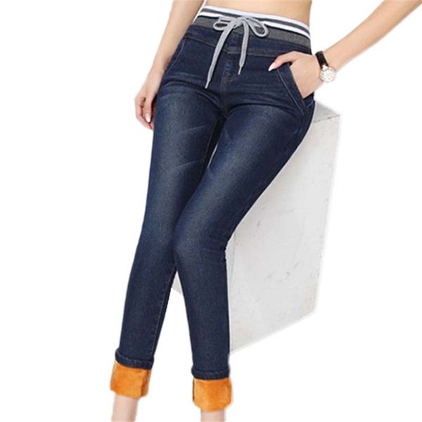 elasticity cashmere warm for large black with high elastic waist jeans female winter women, Blue
elasticity cashmere warm for large black with high elastic waist jeans female winter women, Blue