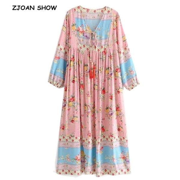 holiday lacing up collar pink rose flower dress summer ethnic woman long sleeve tassel mid-calf boho vestido 210429, Black;gray
holiday lacing up collar pink rose flower dress summer ethnic woman long sleeve tassel mid-calf boho vestido 210429, Black;gray
