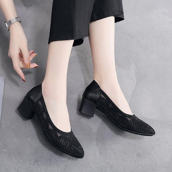 sandals summer thick heel mesh point toe women shoes hollow breathable middle, Black
sandals summer thick heel mesh point toe women shoes hollow breathable middle, Black
