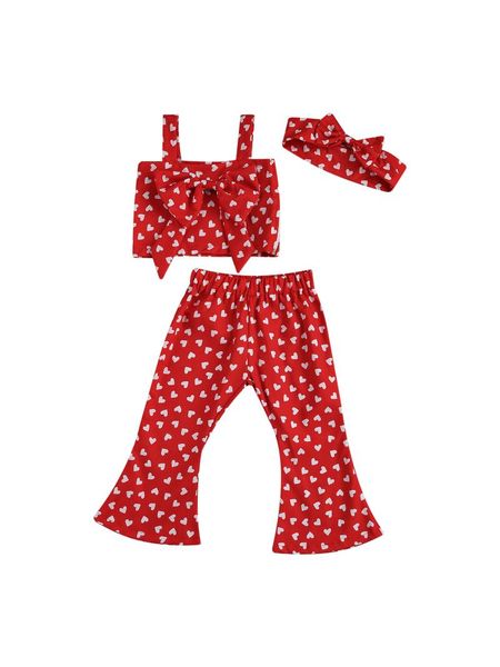 clothing sets 3pcs baby summer outfits, heart printed bowknot sleeveless vest + bell-bottom pants hairband for toddlers, girls, White 
clothing sets 3pcs baby summer outfits, heart printed bowknot sleeveless vest + bell-bottom pants hairband for toddlers, girls, White