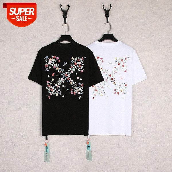 ow floral arrow letter black cotton loose youth casual collarless t-shirt #x46g, White;black
ow floral arrow letter black cotton loose youth casual collarless t-shirt #x46g, White;black
