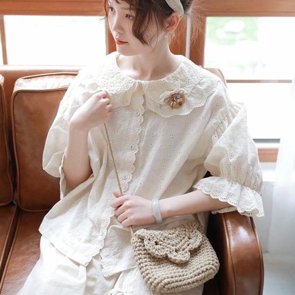 women's blouses & shirts small fresh lace collar cotton embroidery lantern sleeve blouse young girls student spring summer solid color, White
women's blouses & shirts small fresh lace collar cotton embroidery lantern sleeve blouse young girls student spring summer solid color, White