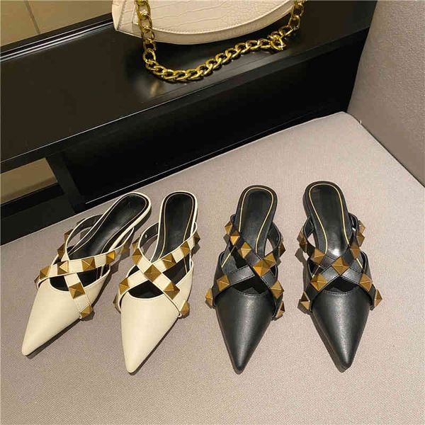 slippers summer new toe cap semi slipper sandals women's pointed flat rivet outer wear lazybones' mules vt9u, Black
slippers summer new toe cap semi slipper sandals women's pointed flat rivet outer wear lazybones' mules vt9u, Black