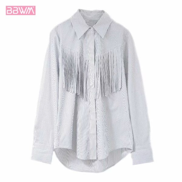 vintage casual striped long sleeve lapel fringe women's shirt short before long harajuku female shirt chic 210507, White
vintage casual striped long sleeve lapel fringe women's shirt short before long harajuku female shirt chic 210507, White