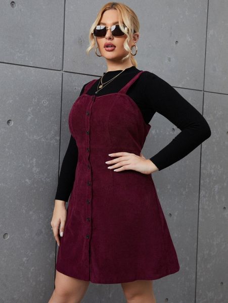 plus button front suede cami dress without sweater l8vs#, Black
plus button front suede cami dress without sweater l8vs#, Black