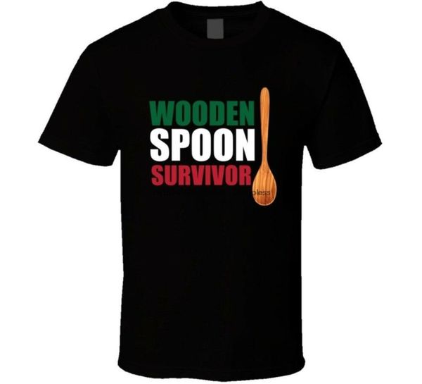 men's t-shirts wooden spoon survivor funny italian t shirt, White;black 
men's t-shirts wooden spoon survivor funny italian t shirt, White;black