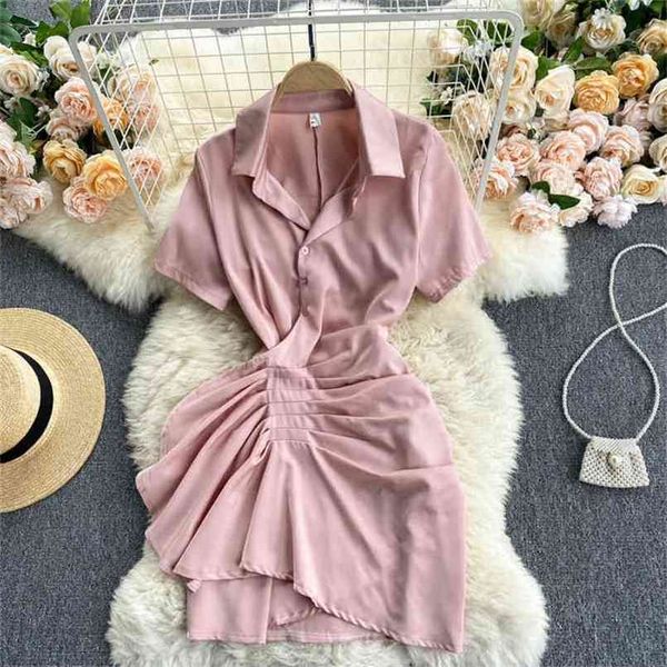 design shirt dress women short-sleeved summer solid turn-down collar buttons pleated ruffles casual work office 210603, Black;gray
design shirt dress women short-sleeved summer solid turn-down collar buttons pleated ruffles casual work office 210603, Black;gray