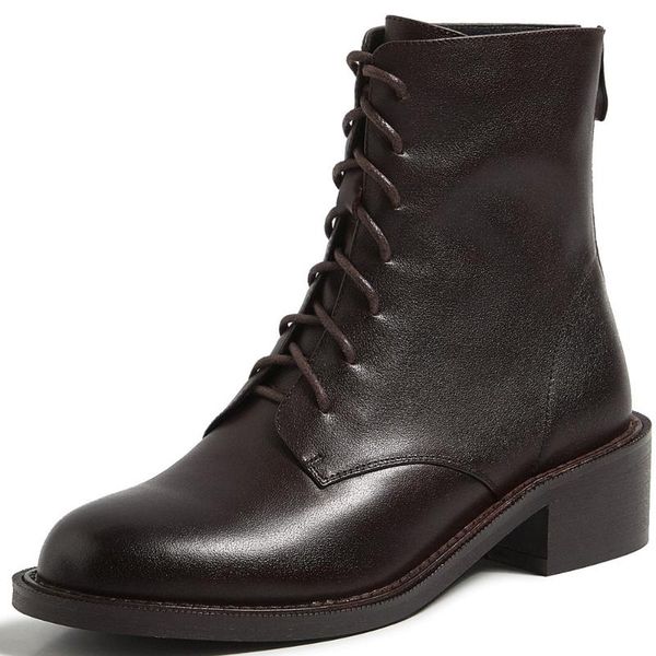 boots women's genuine leather lace-up low heel autumn ankle casual short round toe punk motorcycle shoes 40, Black
boots women's genuine leather lace-up low heel autumn ankle casual short round toe punk motorcycle shoes 40, Black