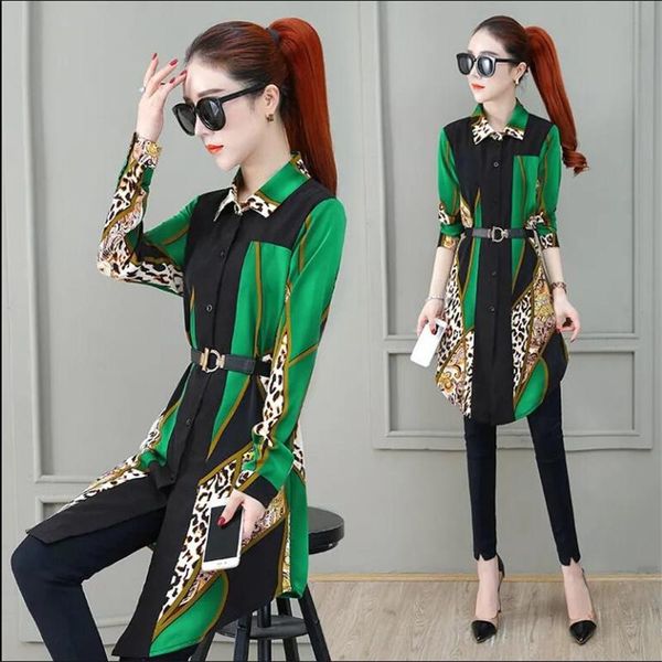 women's blouses & shirts long dress lapel long-sleeved button chiffon trend printing spring autumn temperament feminine, White
women's blouses & shirts long dress lapel long-sleeved button chiffon trend printing spring autumn temperament feminine, White