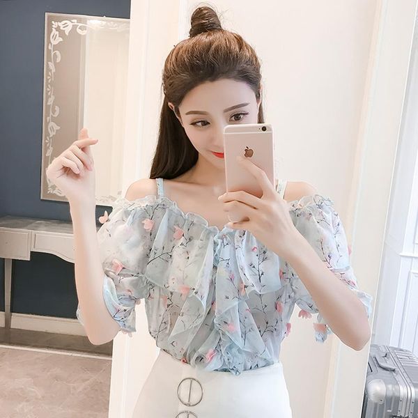 women's blouses & shirts plus size short sleeve strapless summer slash neck ruffles patchwork floral chiffon women blouse sweet flare, White
women's blouses & shirts plus size short sleeve strapless summer slash neck ruffles patchwork floral chiffon women blouse sweet flare, White