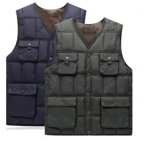 men's vests autumn middle-aged elderly men vest cotton velvet thickened multi-pocket waistcoat warm plus size windproof coats, Black;white
men's vests autumn middle-aged elderly men vest cotton velvet thickened multi-pocket waistcoat warm plus size windproof coats, Black;white