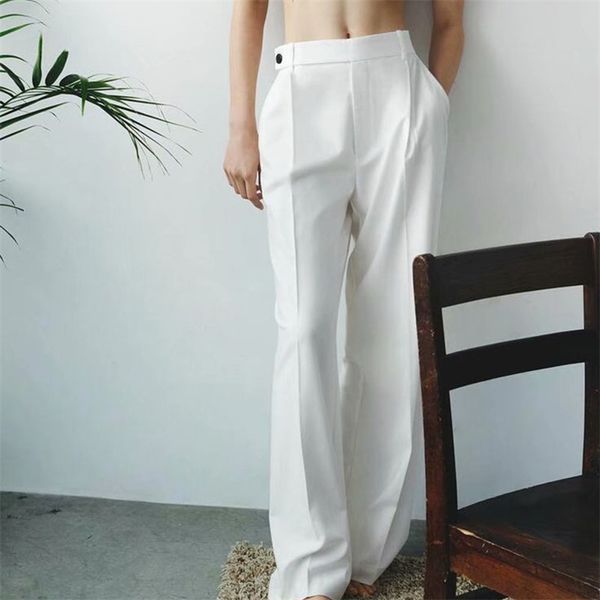 women summer solid wide leg pants za casual button high waist female elegant street full length trousers clothing 210513, Blue
women summer solid wide leg pants za casual button high waist female elegant street full length trousers clothing 210513, Blue