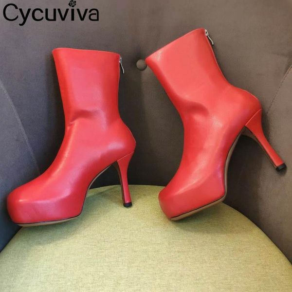 boots winter platform high heel shoes women zip round toe pumps designer genuine leather female botas casual ankle, Black
boots winter platform high heel shoes women zip round toe pumps designer genuine leather female botas casual ankle, Black