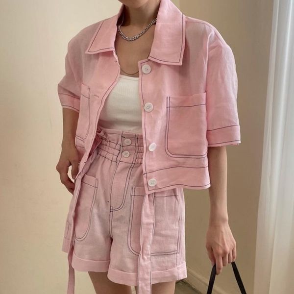 women's tracksuits korobov korean chic ol turn-down collar short sleeve jackets and streetwear high waist sashes pockets shorts 2 pcs s, Gray
women's tracksuits korobov korean chic ol turn-down collar short sleeve jackets and streetwear high waist sashes pockets shorts 2 pcs s, Gray
