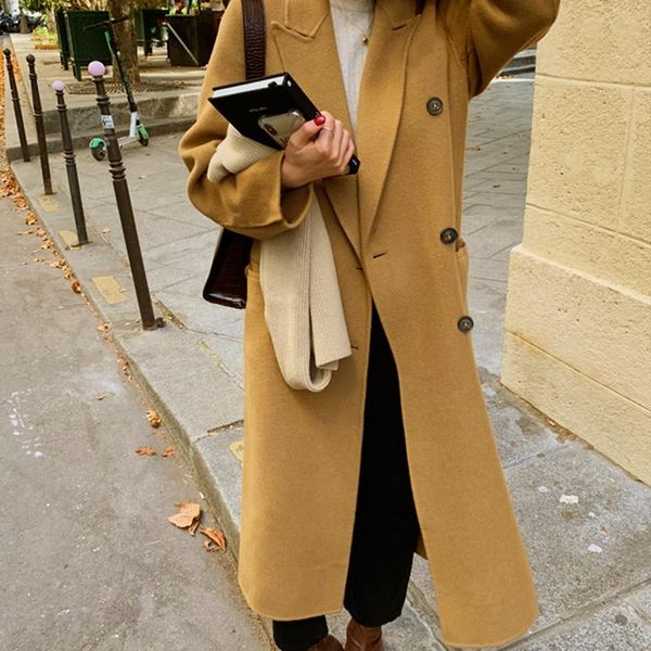 women's wool & blends 2021 women elegant solid long coat with belt chic batwing sleeve pockets loose female autumn winter outerwear, Black
women's wool & blends 2021 women elegant solid long coat with belt chic batwing sleeve pockets loose female autumn winter outerwear, Black