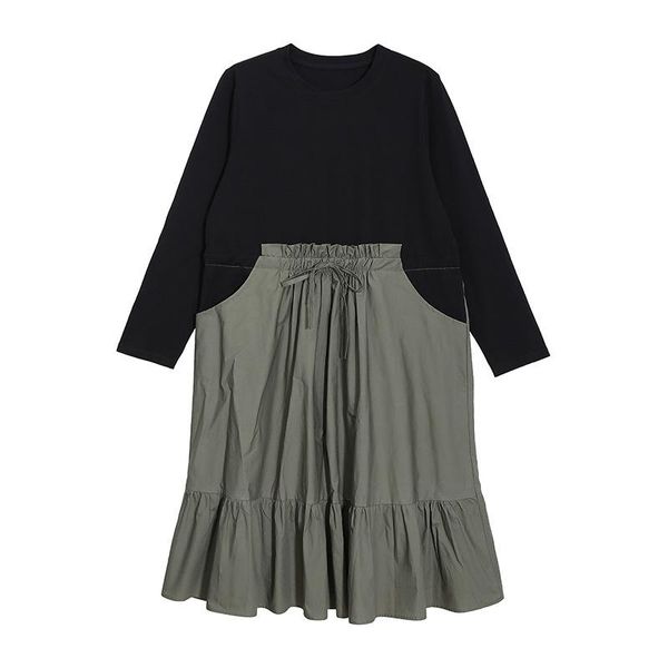 casual dresses autumn full sleeve dress women spliced ruffles drawstring o-neck collar loose pullover clothes fashion female, Black;gray
casual dresses autumn full sleeve dress women spliced ruffles drawstring o-neck collar loose pullover clothes fashion female, Black;gray
