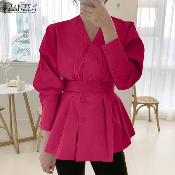 women's blouses & shirts 2022 fashion oversized spring long sleeve office lady belted casual solid a-line loose blusa femininas, White
women's blouses & shirts 2022 fashion oversized spring long sleeve office lady belted casual solid a-line loose blusa femininas, White