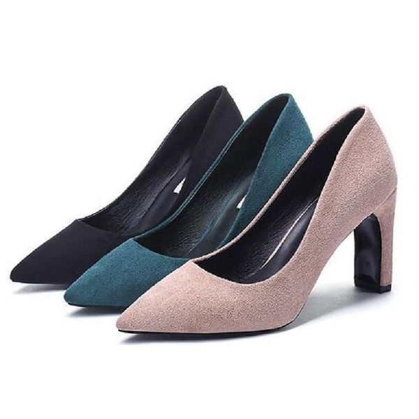 dress shoes european and american fashion suede large high heels with pointed thick heeled women's single 1a58, Black
dress shoes european and american fashion suede large high heels with pointed thick heeled women's single 1a58, Black