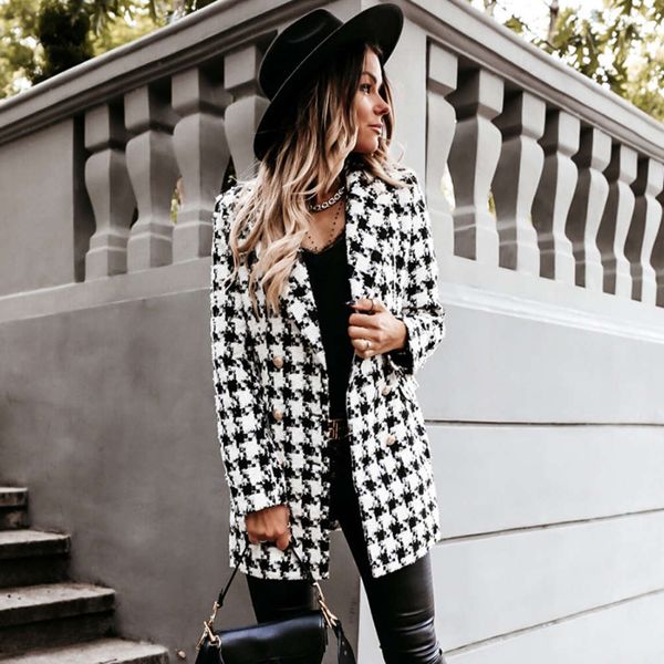 autumn and winter women's style long sleeved suit collar double breasted imitation woolen coat, thin lattice medium, Black;brown
autumn and winter women's style long sleeved suit collar double breasted imitation woolen coat, thin lattice medium, Black;brown