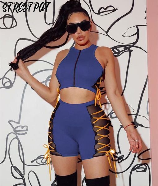 women's tracksuits mesh crop shorts sets sleeveless lace up two piece set women vacation club outfits summer streetwear femme, Gray
women's tracksuits mesh crop shorts sets sleeveless lace up two piece set women vacation club outfits summer streetwear femme, Gray