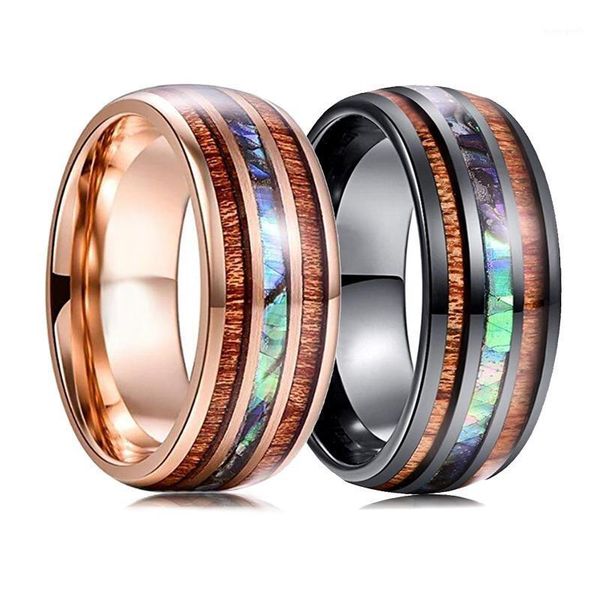 wedding rings fashion 8mm rose gold black tungsten carbide men's ring hawaiian koa wood and abalone shell opal inlay band jewelry1, Slivery;golden
wedding rings fashion 8mm rose gold black tungsten carbide men's ring hawaiian koa wood and abalone shell opal inlay band jewelry1, Slivery;golden