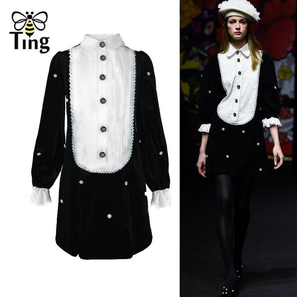 spring runway designer white vs black casual mini dress fashion chic beading button loose short streetwear plus 3x 210513, Black;gray
spring runway designer white vs black casual mini dress fashion chic beading button loose short streetwear plus 3x 210513, Black;gray