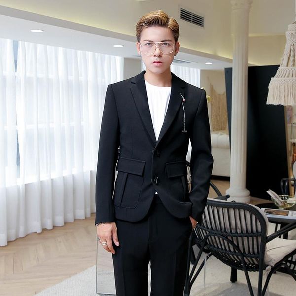 men's suits & blazers mew clothing fashion hairstylist personalized button night club casual pure color small suit(suit + trousers ), White;black
men's suits & blazers mew clothing fashion hairstylist personalized button night club casual pure color small suit(suit + trousers ), White;black