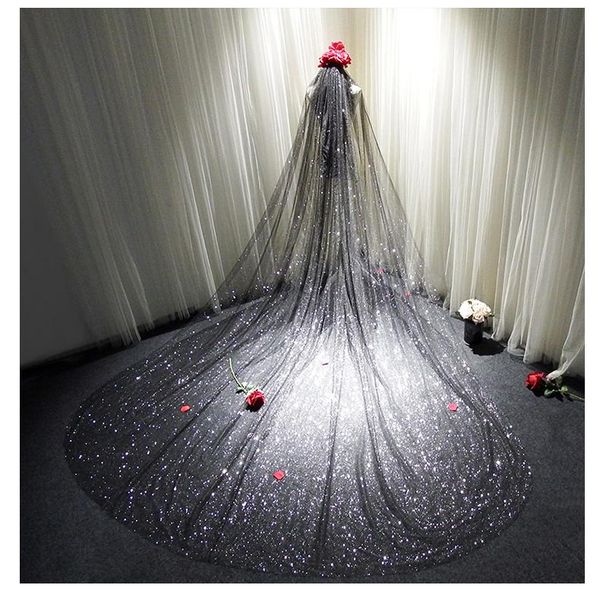 bridal veils black wedding bling sparkly veil accessories one layer long 3 meters
bridal veils black wedding bling sparkly veil accessories one layer long 3 meters