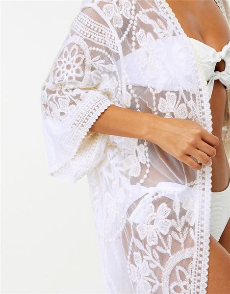 women's cape flower lace beach cover up swimwear kimono flare sleeve see through long cardigan bikini outer -ups pbkd, Black
women's cape flower lace beach cover up swimwear kimono flare sleeve see through long cardigan bikini outer -ups pbkd, Black