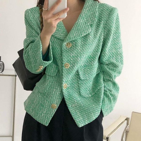 women's jackets 2021 spring vintage weave tweed short coat green yellow slim single-breasted long sleeve female outwear chaqueta mujer, Black;brown
women's jackets 2021 spring vintage weave tweed short coat green yellow slim single-breasted long sleeve female outwear chaqueta mujer, Black;brown