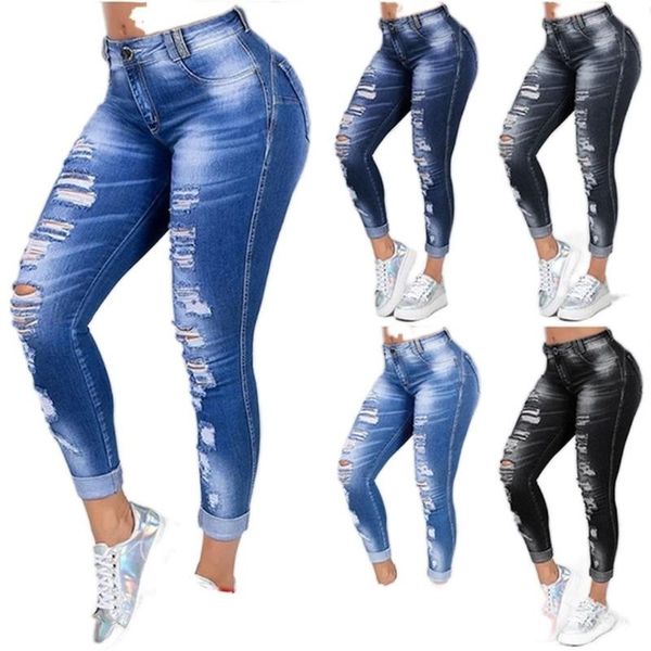 leisure jeans with holes in europe and america vintage street hipsters torn waist pencil pants women's, Blue
leisure jeans with holes in europe and america vintage street hipsters torn waist pencil pants women's, Blue