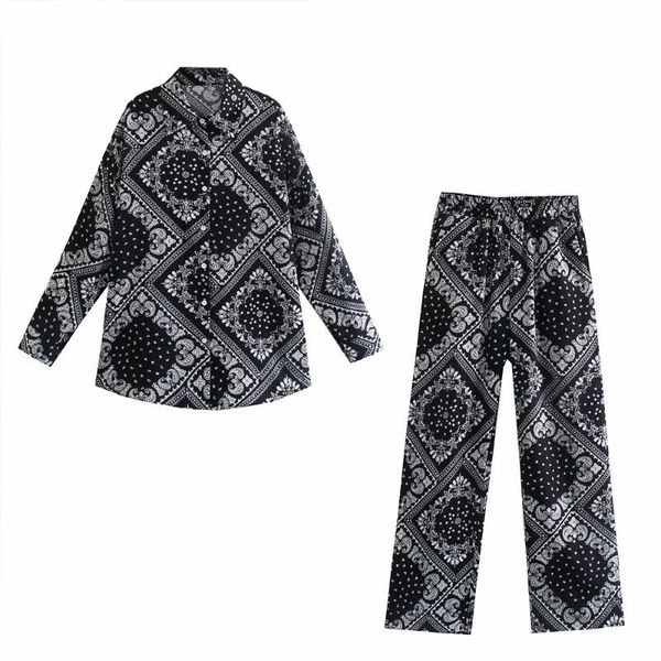 women's two piece pants women 2021 fashion floral print blouses vintage long sleeve button-up female shirts side pockets trousers suit, White
women's two piece pants women 2021 fashion floral print blouses vintage long sleeve button-up female shirts side pockets trousers suit, White