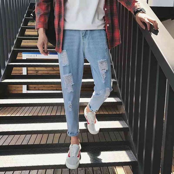 men's jeans summer fashion trend holes stretch slim fit male light blue colour trousers hip-hop beggar casual pants 8dy1
men's jeans summer fashion trend holes stretch slim fit male light blue colour trousers hip-hop beggar casual pants 8dy1