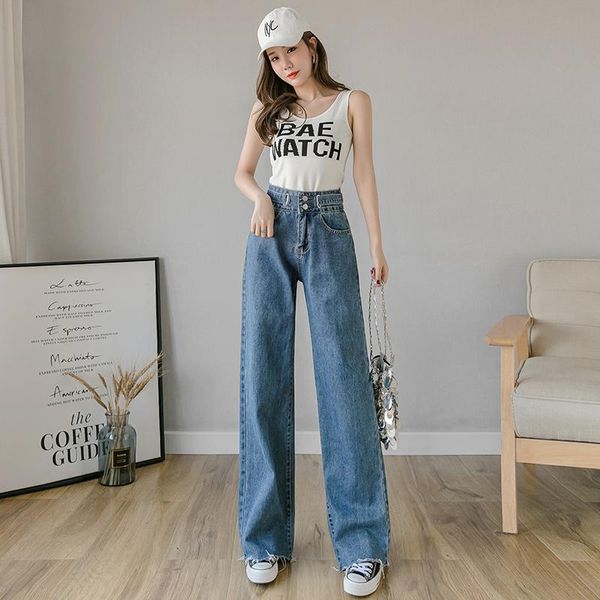 women's jeans wide-legged women loose spring ins straight leg son of tall waist drape xuan trousers mop the floor, Blue
women's jeans wide-legged women loose spring ins straight leg son of tall waist drape xuan trousers mop the floor, Blue