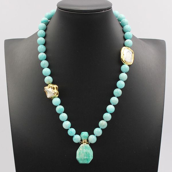 guaiguai jewelry natural blue round amazonite white keshi pearl necklace amazonites pendant 18" handmade cute for women, Silver
guaiguai jewelry natural blue round amazonite white keshi pearl necklace amazonites pendant 18" handmade cute for women, Silver