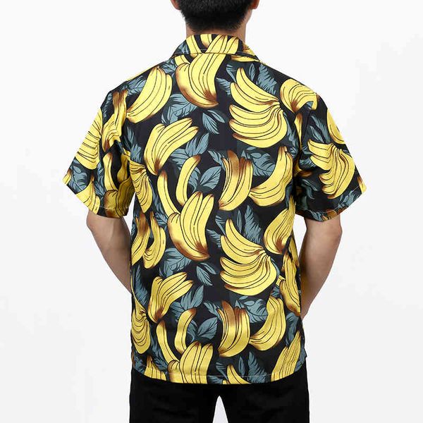 men's casual shirts 3d banana funny print hawaiian shirt men summer short sleeve tropical aloha mens holiday vacation clothing kc4, White;black