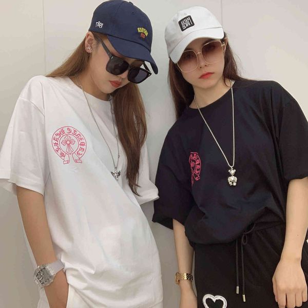 chao brand ch cross horseshoe print short t-shirt men's and women's 2021 net red loose half sleeve t-shirt, White;black
chao brand ch cross horseshoe print short t-shirt men's and women's 2021 net red loose half sleeve t-shirt, White;black