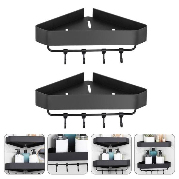 hooks & rails 2pcs wall-mounted storage shelves shampoo corner racks with 
hooks & rails 2pcs wall-mounted storage shelves shampoo corner racks with