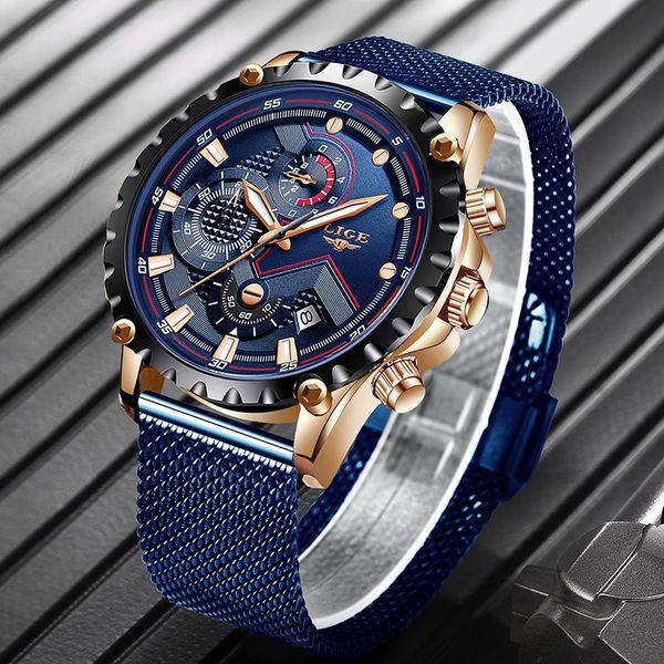 wristwatches lige casual mens watches wrist watch quartz clock blue mesh belt men waterproof reloj hombre 2021, Slivery;brown
wristwatches lige casual mens watches wrist watch quartz clock blue mesh belt men waterproof reloj hombre 2021, Slivery;brown