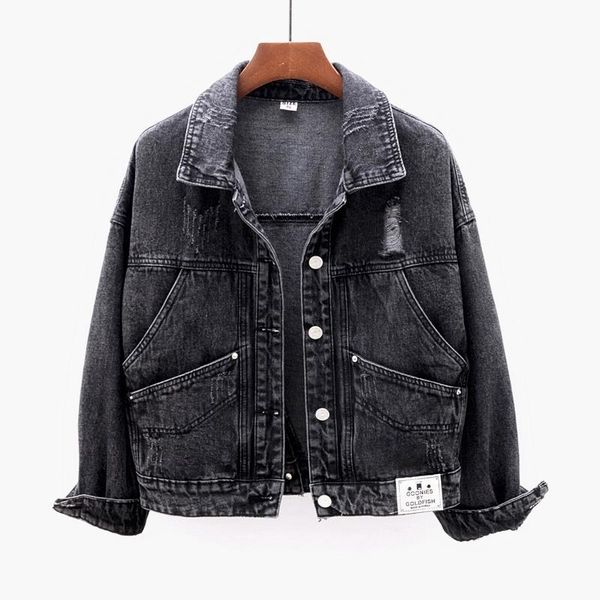 women's jackets vintage big pocket frayed black denim jacket coat women outerwear spring autumn korean size loose short jeans female, Black;brown
women's jackets vintage big pocket frayed black denim jacket coat women outerwear spring autumn korean size loose short jeans female, Black;brown