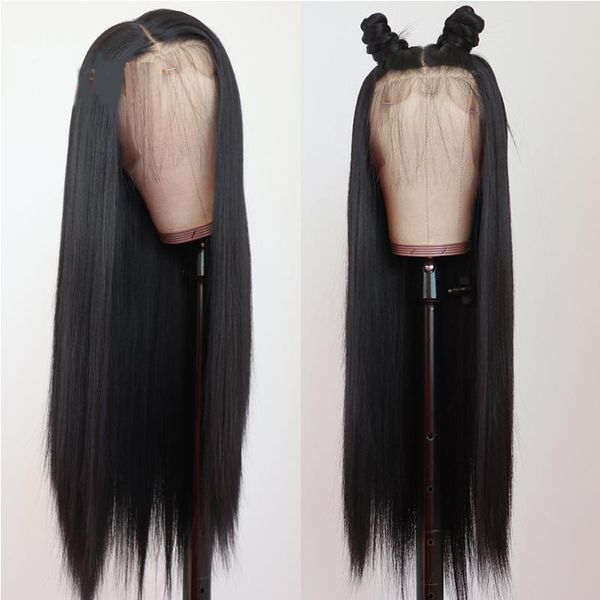 synthetic wigs jet blakc colored long silky straight lace front wig for black women part hair heat fiber daily
synthetic wigs jet blakc colored long silky straight lace front wig for black women part hair heat fiber daily
